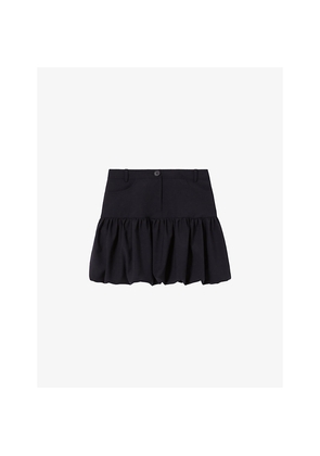Womens Claudie Pierlot Bubble-Hem Wool-Blend Mini Skirt