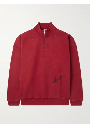 Willy Chavarria - Bravo Logo-Embroidered Cotton-Jersey Half-Zip Sweatshirt - Men - Red - S