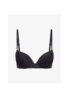 Womens Calvin Klein Perfectly Fit Lace Stretch-Woven Push-Up Bra