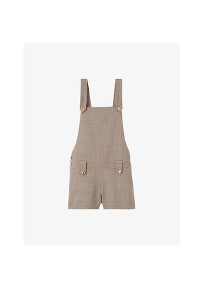 Womens Claudie Pierlot Checked Side-Pocket Wool-Blend Playsuit