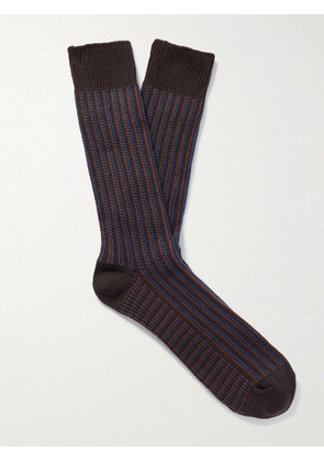Mr P. - Striped Cotton-Blend Socks - Men - Brown