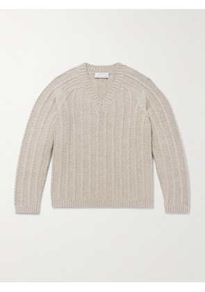 Studio Nicholson - Aaron Levine Sussex Cable-Knit Virgin Wool Sweater - Men - Neutrals - S