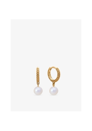Womens Monica Vinader Heirloom 18ct Yellow Gold Vermeil and Pearl Drop Huggies