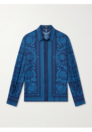Versace - Printed Silk-Twill Shirt - Men - Blue - IT 44
