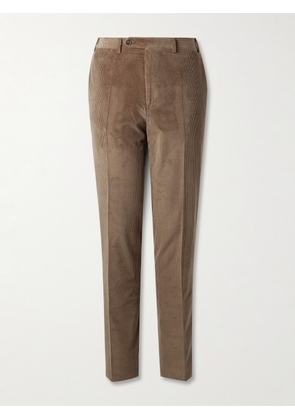 Canali - Tapered Cotton-Blend Corduroy Trousers - Men - Brown - IT 46