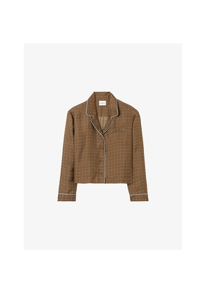 Womens Claudie Pierlot Collared Graphic-Print Silk Shirt