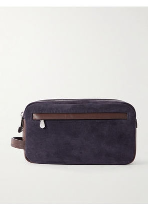 Brunello Cucinelli - Leather-Trimmed Suede Wash Bag - Men - Purple