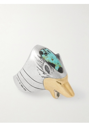 Jacques Marie Mage - Yellowstone Forever Lamar Sterling Silver, 18-Karat Gold and Turquoise Ring - Men - Silver - 7