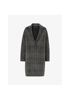 Womens Whistles Cassie Double Face Check Wool-Blend Coat