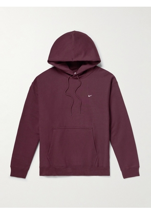 Nike - Solo Swoosh Logo-Embroidered Cotton-Blend Jersey Hoodie - Men - Burgundy - S