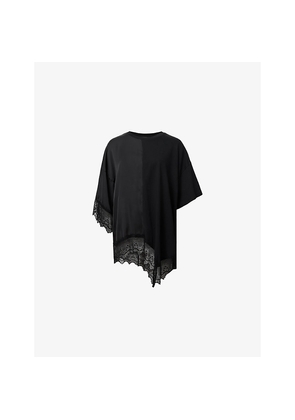 Womens Allsaints Lenny Round-Neck Lace-Embroidered Cotton T-Shirt