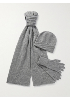 Allude - Cashmere Scarf, Beanie and Gloves Set - Men - Gray