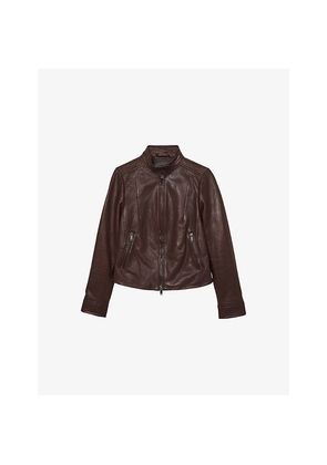 Womens Reiss Astra Stand-Collar Leather Jacket