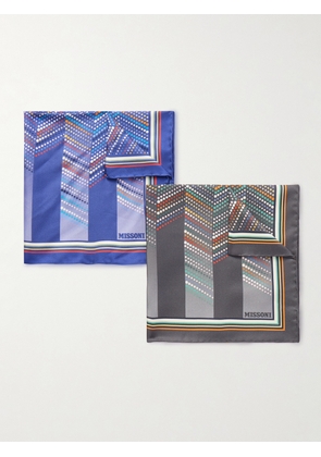 Missoni - Set of Two Printed Silk-Voile Pocket Squares - Men - Multi