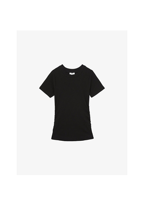 Womens Reiss Tess Ruched Stretch-Cotton T-Shirt