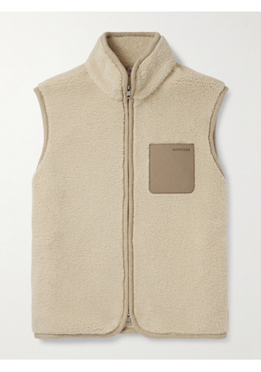 Moncler - Nubuck-Trimmed Fleece Gilet - Men - Neutrals - S