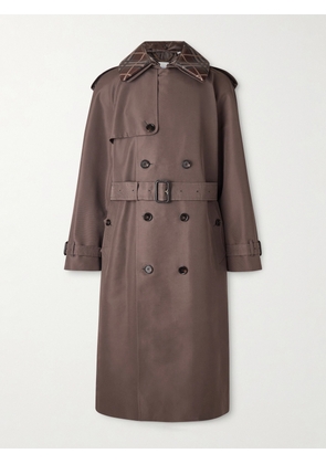 Burberry - Leather-Trimmed Silk and Cotton-Blend Trench Coat - Men - Brown - IT 48