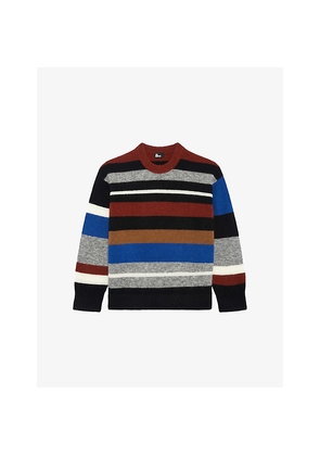 Womens The Kooples Striped Relaxed-Fit Wool-Blend Jumper