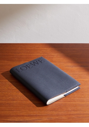 LOEWE - Logo-Debossed Full-Grain Leather Notebook - Men - Blue