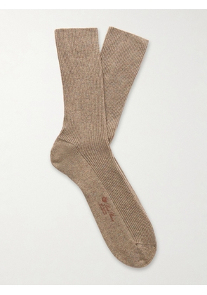 Loro Piana - Ribbed Cashmere-Blend Socks - Men - Brown - M