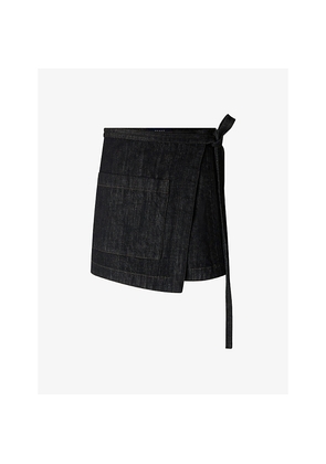 Womens Soeur Eloise Wrap-Front Denim Mini Skirt