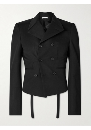 McQueen - Double-Breasted Asymmetric Wool-Gabardine Blazer - Men - Black - IT 48