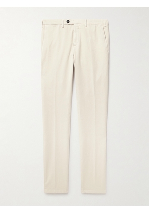 Canali - Slim-Fit Straight-Leg Garment-Dyed Stretch-Cotton Twill Chinos - Men - Neutrals - IT 46