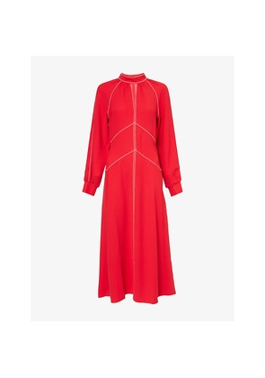 Womens Me And Em Panelled Raglan-Long-Sleeves Woven Maxi Dress