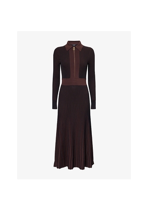 Womens Me And Em Contrast-Panel Ribbed Knitted Maxi Dress