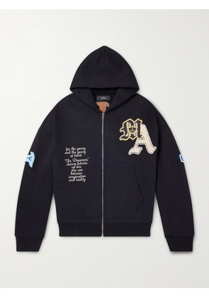 AMIRI - Varsity Patch Oversized Logo-Appliquéd Printed Cotton-Blend Jersey Hoodie - Men - Black - XS