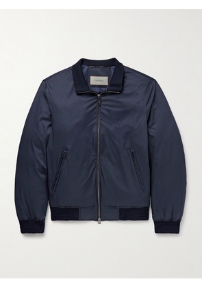Canali - Leather-Trimmed Shell Down Bomber Jacket - Men - Blue - IT 46