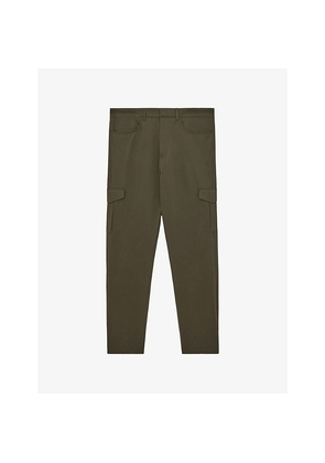 Mens Reiss Rogan Regular-Fit Patch-Pocket Stretch-Cotton Cargo Trousers