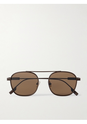 Zegna - Round-Frame Metal Sunglasses - Men - Brown