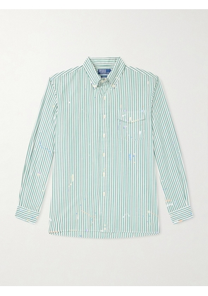 Polo Ralph Lauren - Button-Down Collar Paint-Splattered Cotton-Poplin Shirt - Men - Green - S