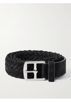 Officine Creative - 3.5cm Woven Suede Belt - Men - Black - EU 85