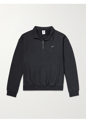 Nike - Solo Swoosh Logo-Embroidered Cotton-Jersey Half-Zip Sweatshirt - Men - Black - S