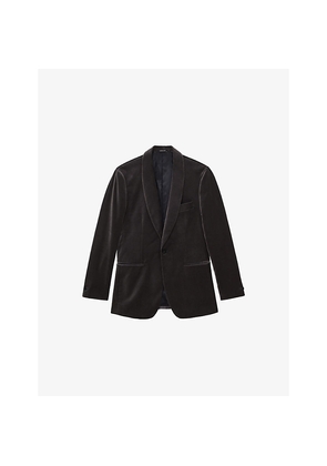 Mens Reiss Mount Shawl-Lapel Single-Breasted Stretch-Velvet Blazer