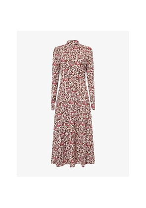 Womens Me And Em Ruched Graphic-Pattern Stretch-Jersey Midi Dress