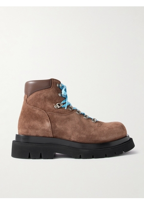 Bottega Veneta - Lug Leather-Trimmed Suede Hiking Boots - Men - Brown - EU 42