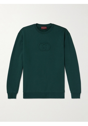 Gucci - Logo-Embossed Cotton-Jersey Sweatshirt - Men - Green - S