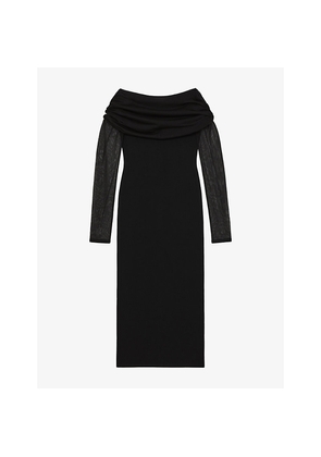 Womens Reiss Angelica Off-Shoulder Stretch-Knit Midi Dress