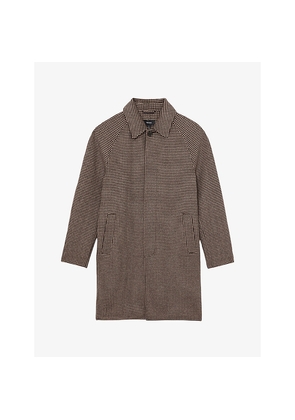 Mens Reiss Morpeth Dogtooth-Check Wool-Blend Overcoat