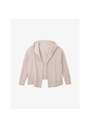 Womens The White Company Hooded Ribbed Wool and Cashmere-Blend Cardigan