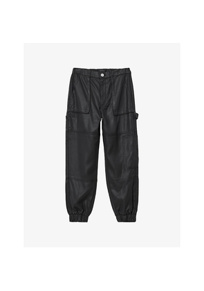 Womens Allsaints Mila Tapered-Leg Coated Denim Cargo Trousers