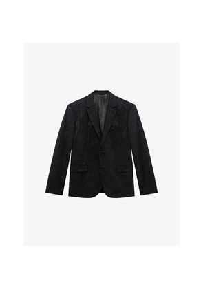 Mens The Kooples Single-Breasted Rhinestone-Embellished Woven Blazer