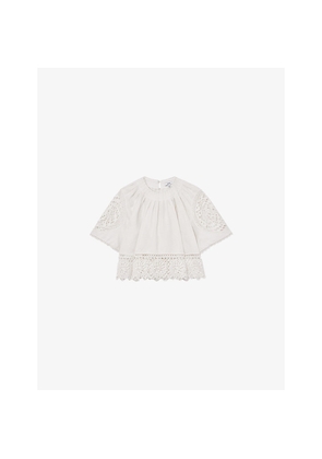 Womens Reiss Carina Embroidered Linen Top