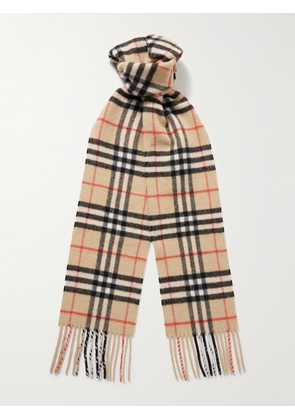 Burberry - Fringed Checked Cashmere Scarf - Men - Neutrals