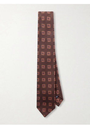 Drake's - 8cm Floral-Print Wool and Silk-Blend Tie - Men - Brown