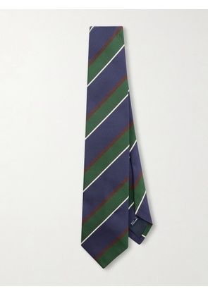 Drake's - Striped Silk and Cotton-Blend Twill Tie - Men - Blue