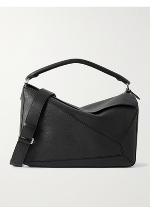 LOEWE - Puzzle Edge Large Logo-Debossed Full-Grain Leather Messenger Bag - Men - Black